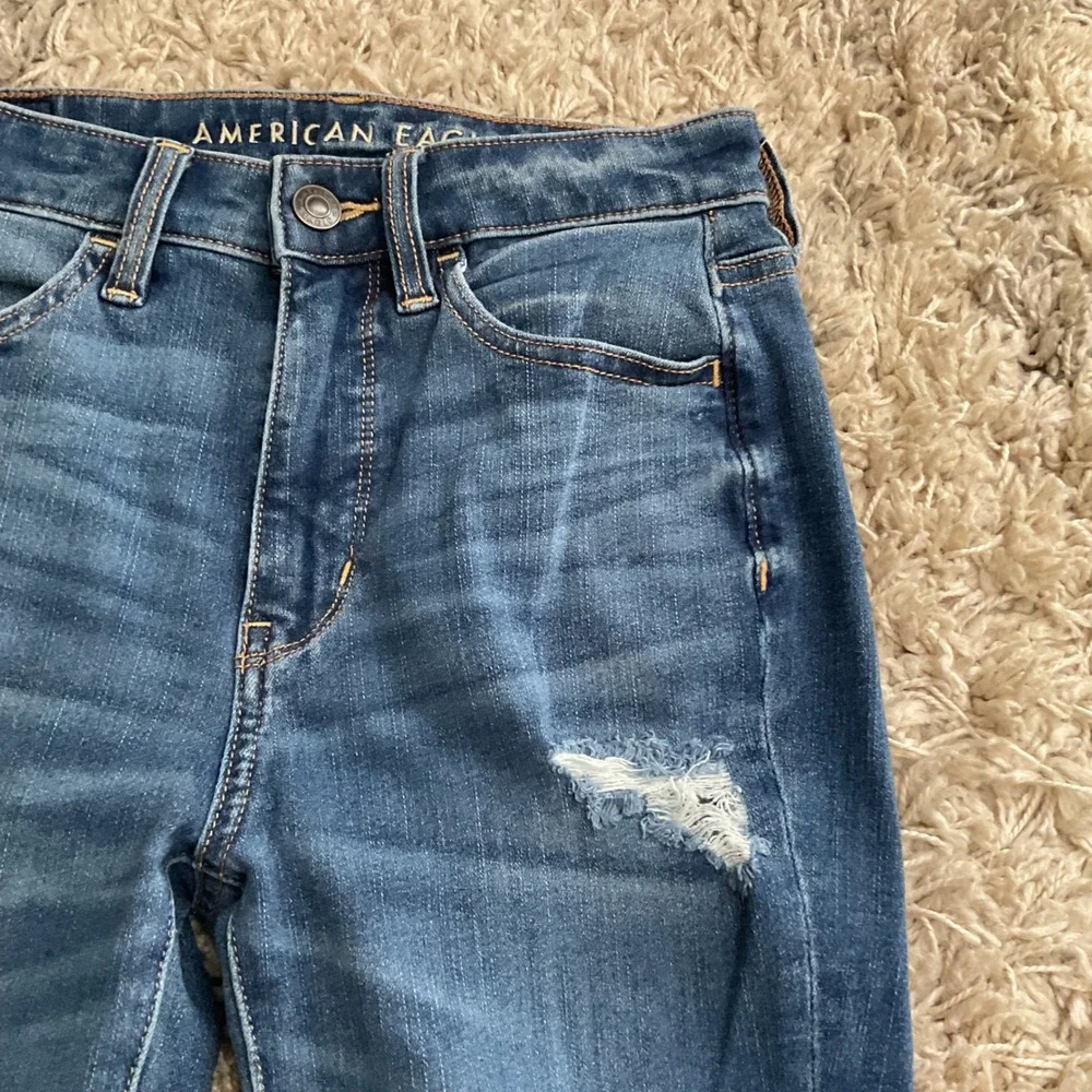 American Eagle Next Level Stretch Distressed Skinny Jeans Blue Size 0 Regular